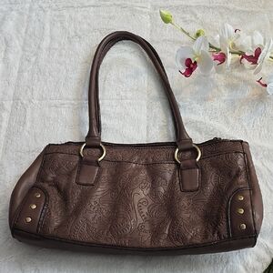 Relativity Brown Shoulder Bag with Gold Accents